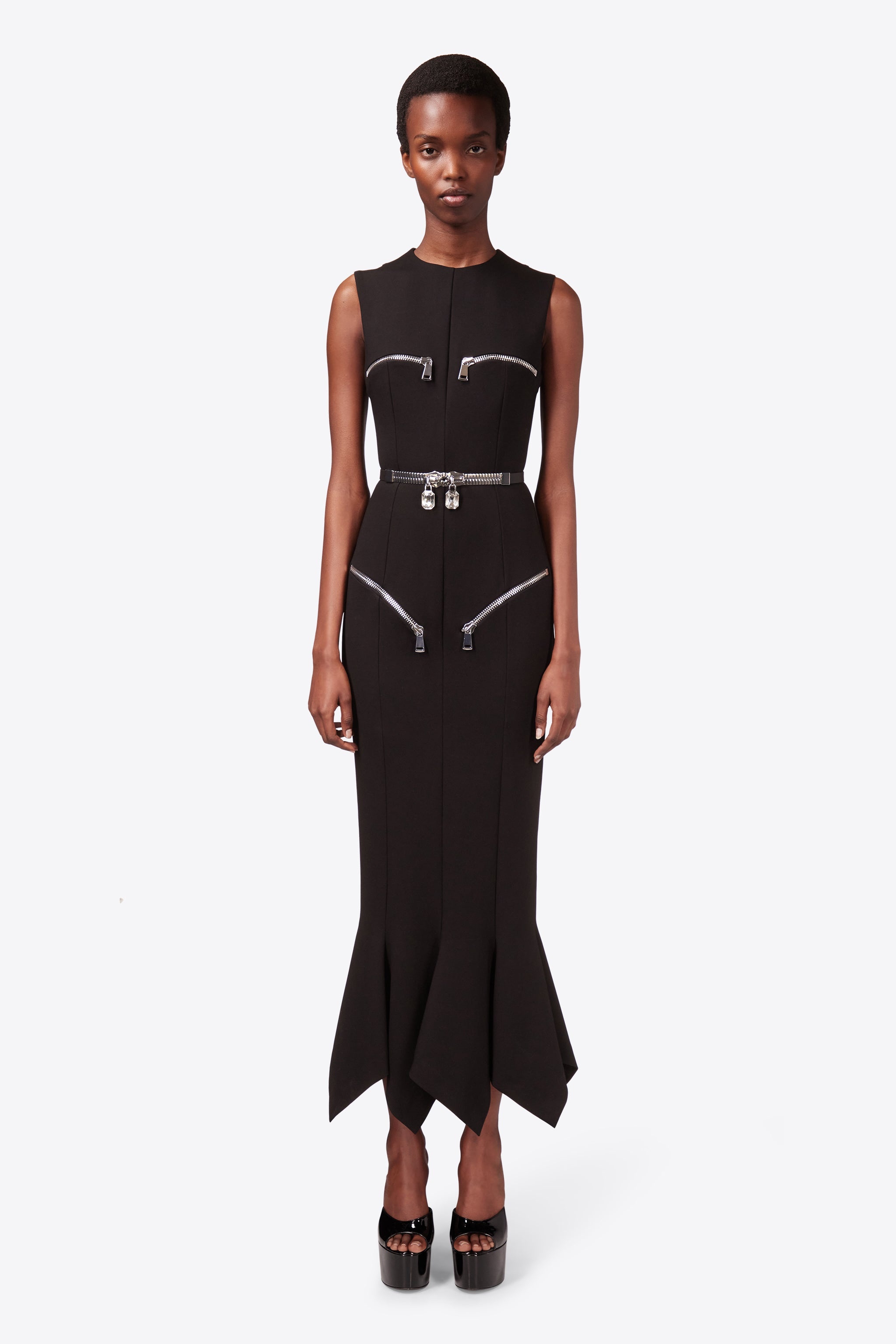 HANDKERCHIEF ZIPPER MIDI DRESS - 3