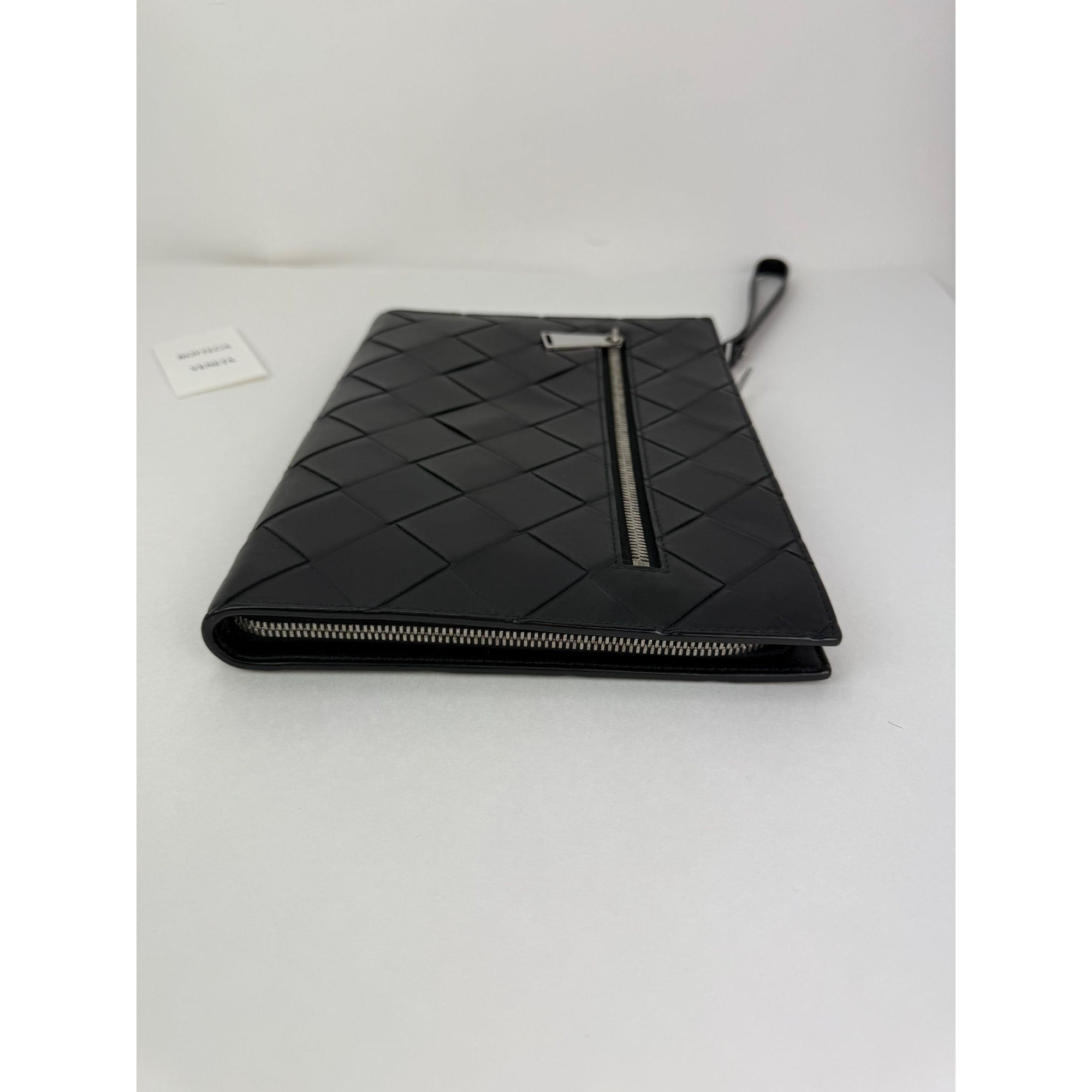 Bottega Veneta Black Leather Maxi Intreciato Document Case Wristlet Clutch Bag - 10