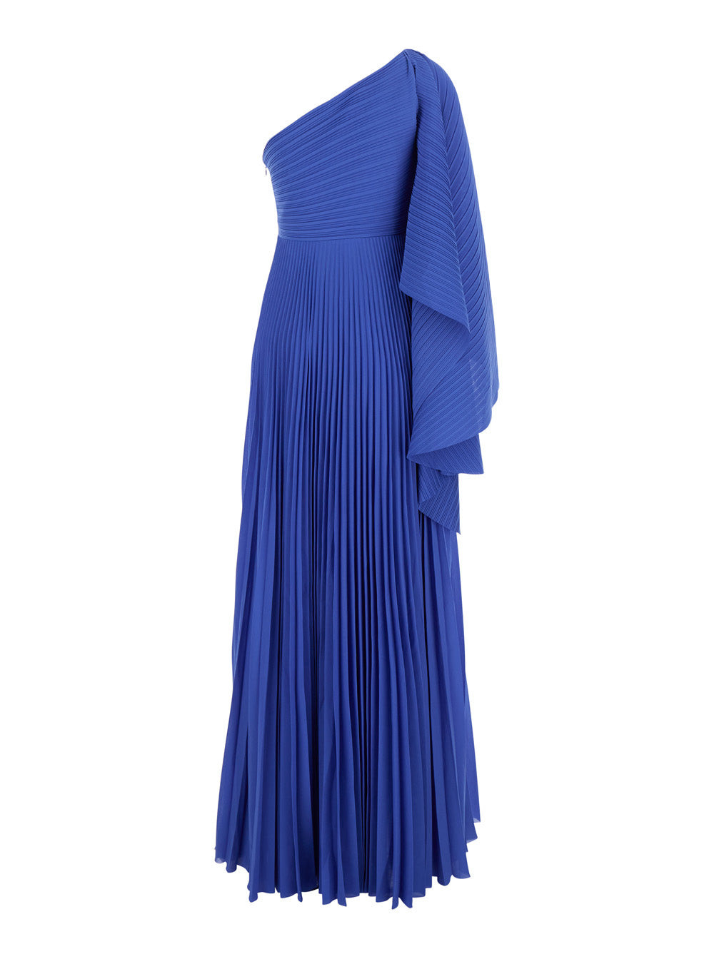Solace London Women 'Maci' Blue One-Shoulder Long Dress With Pleated Effect In Tech Fabric Woman - 2