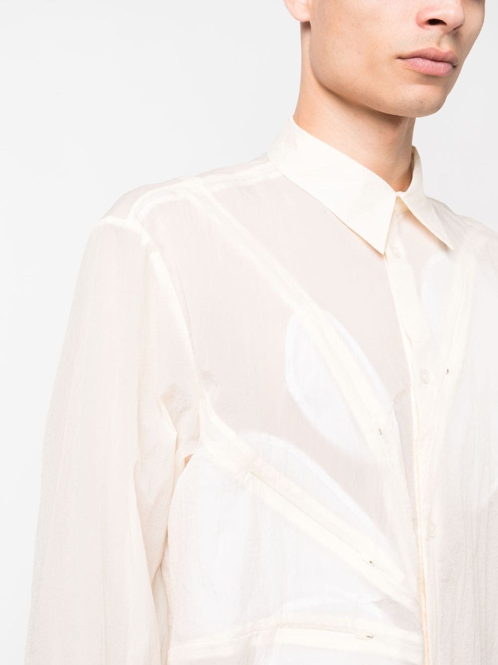 semi-sheer zip-pocket shirt - 5