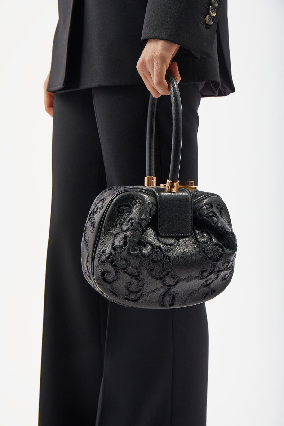 Nina Lace Bag in Black Nappa Leather - 2