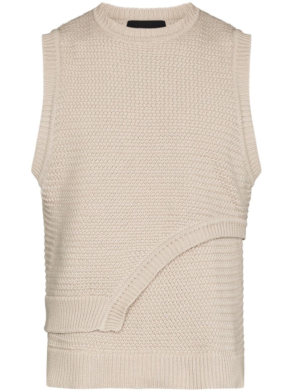 asymmetric knitted vest - 1