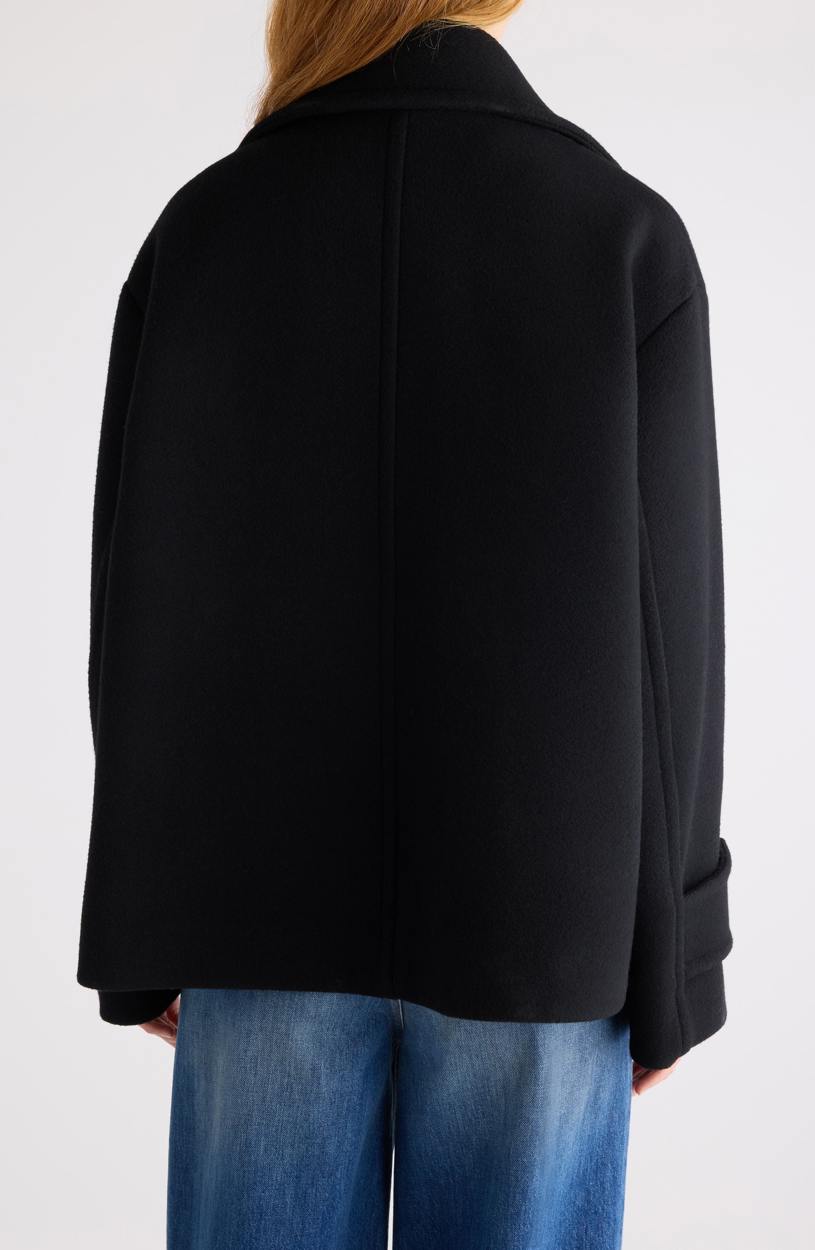 Chloé Oversize Double Breasted Wool Blend Coat in Black at Nordstrom - 3