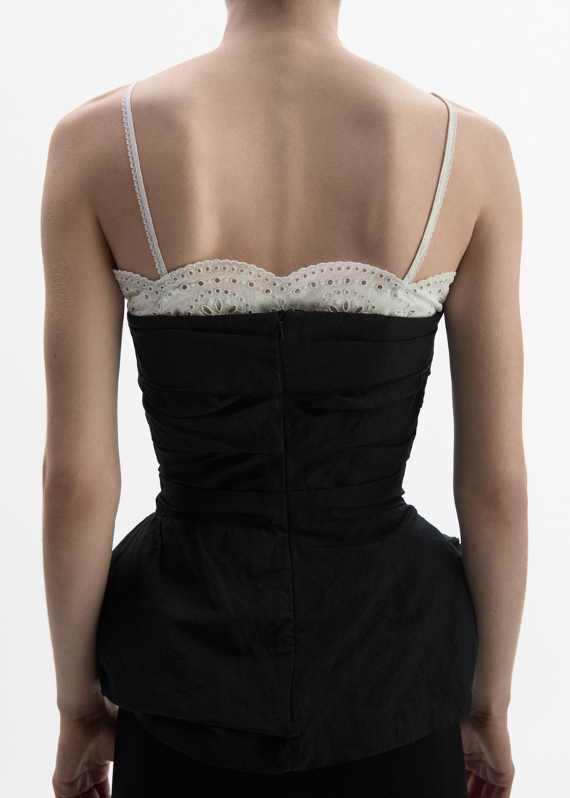 Flower peplum corset top in black 4