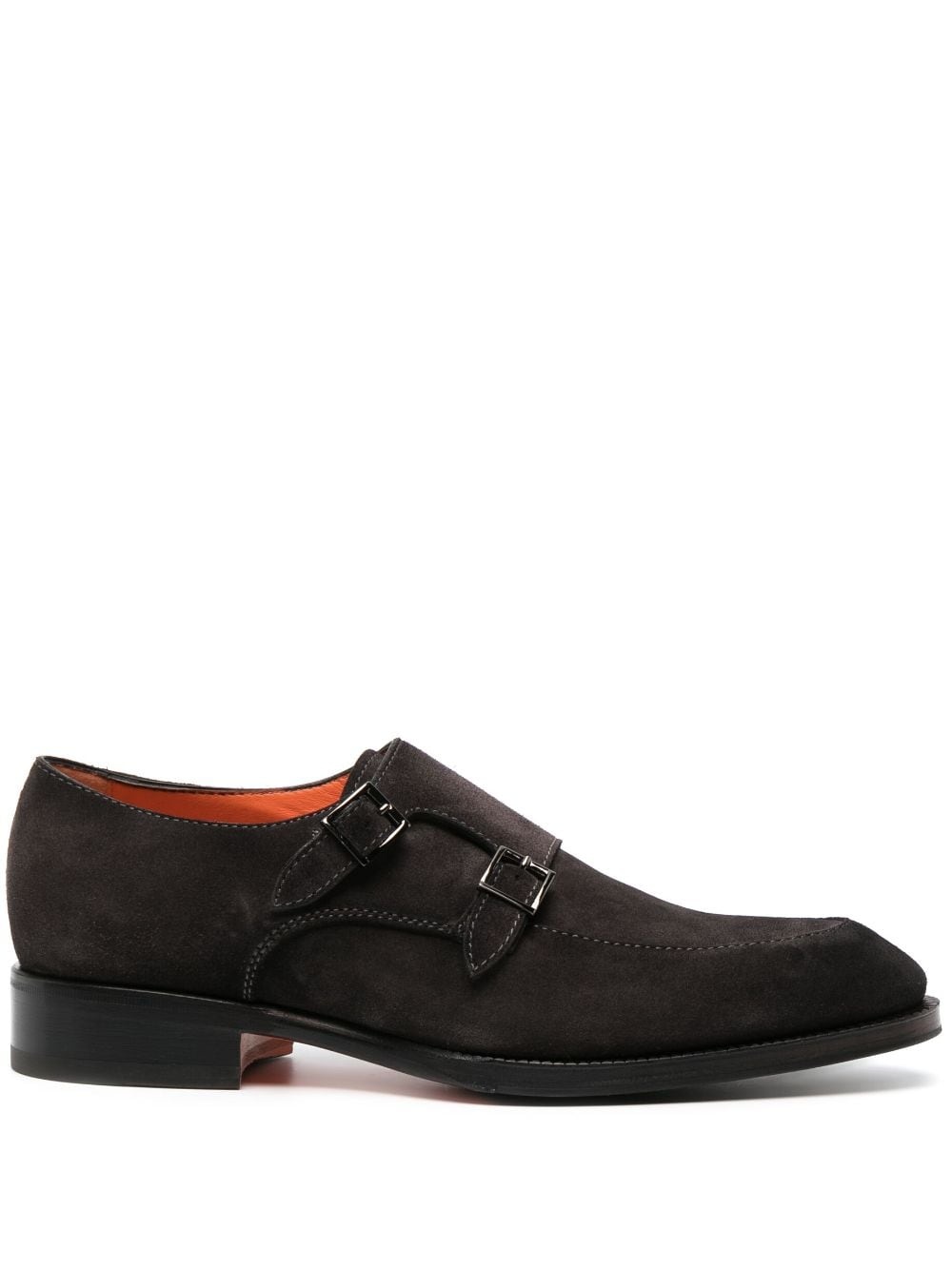 double-buckle suede monk shoes - 1