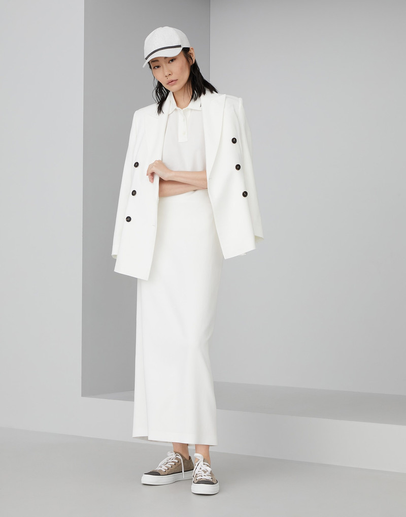 Crêpe cotton double twill column skirt 4