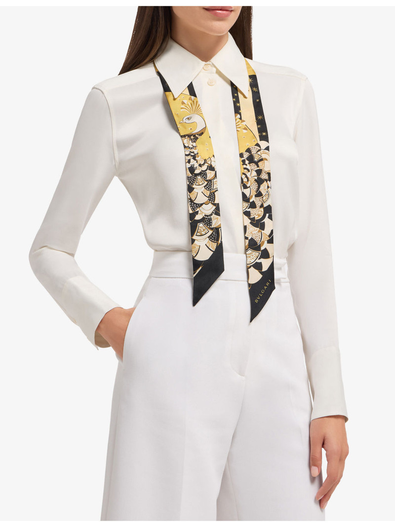 BVLGARI Divas’ Dream Peacock Lux Crystal-Embellished Silk-Twill Shelley Scarf outlook