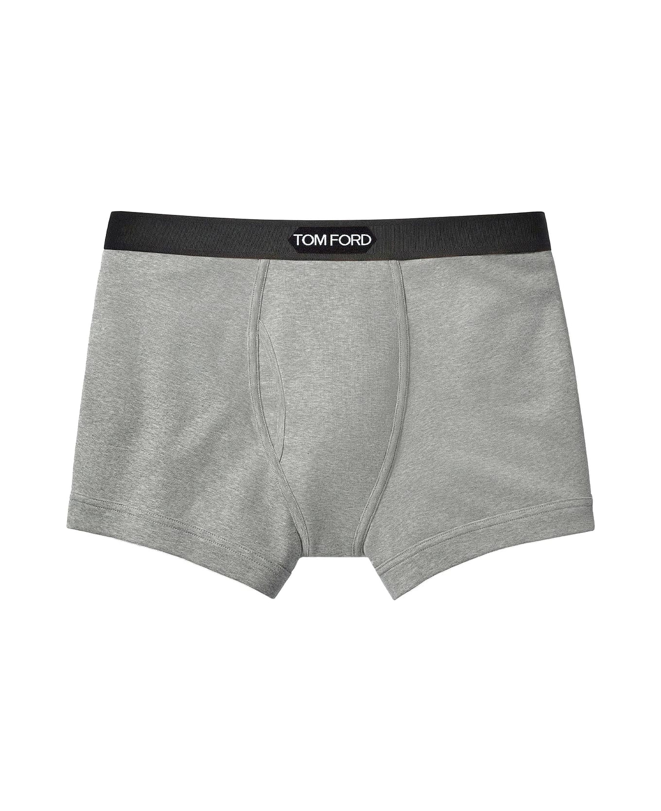 Grey Cotton Boxer With Logo Man - 1