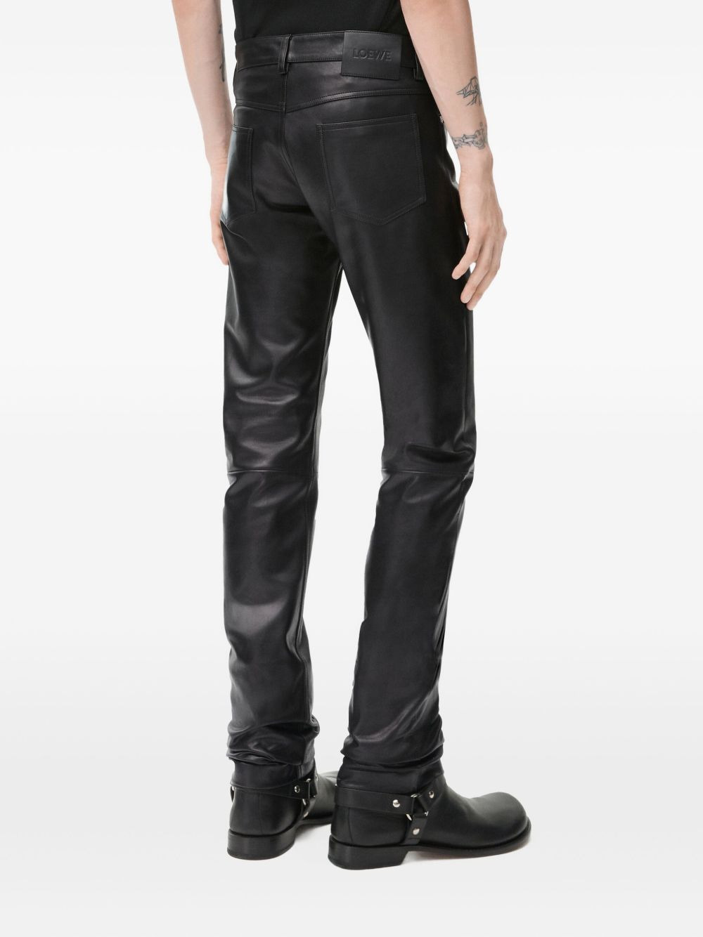 leather-panel trousers - 4