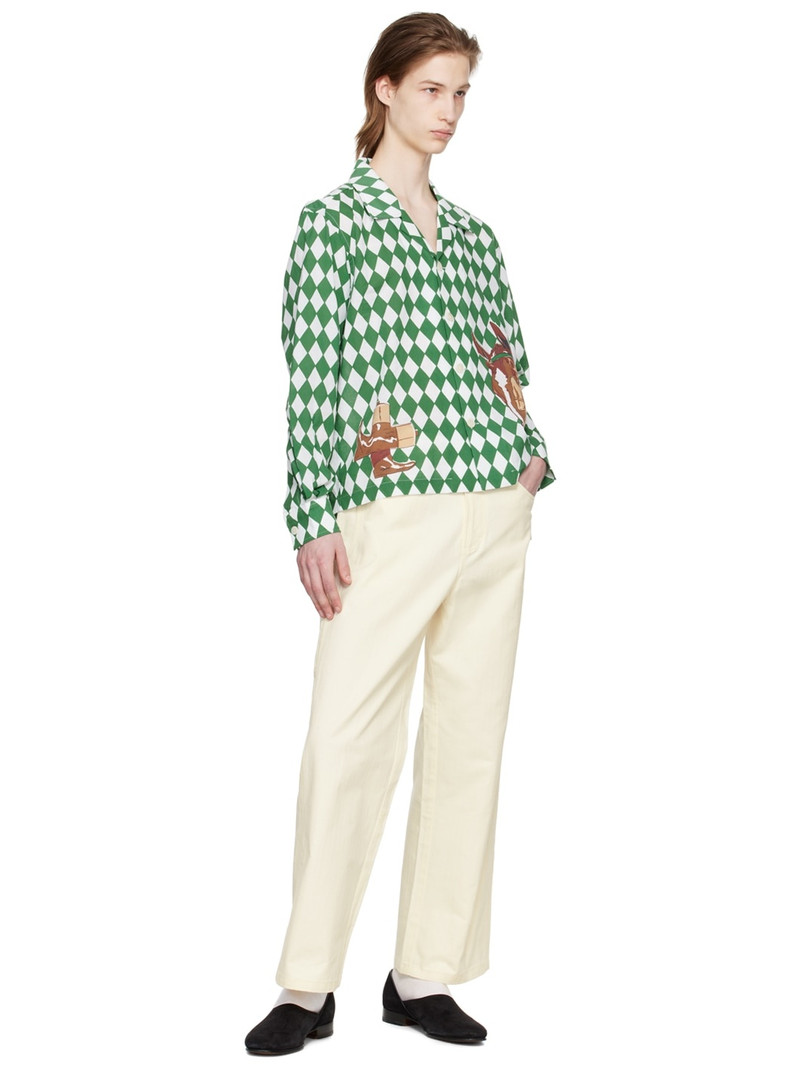 BODE Green & White Jockey Diamond Shirt outlook