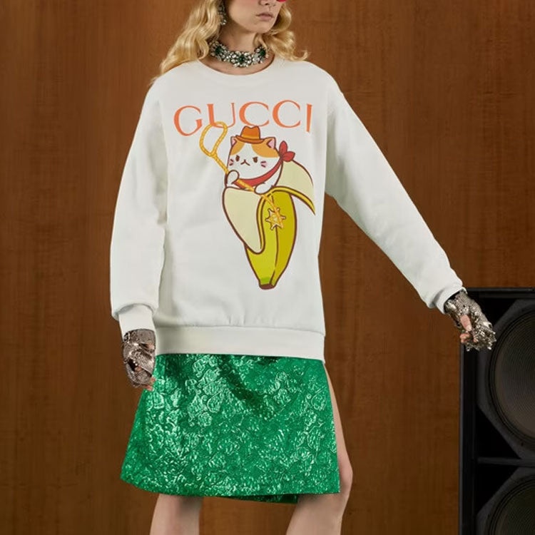 (WMNS) Gucci x Bananya Cotton Sweatshirt 'White' 617964-XJEGP-9095 - 4