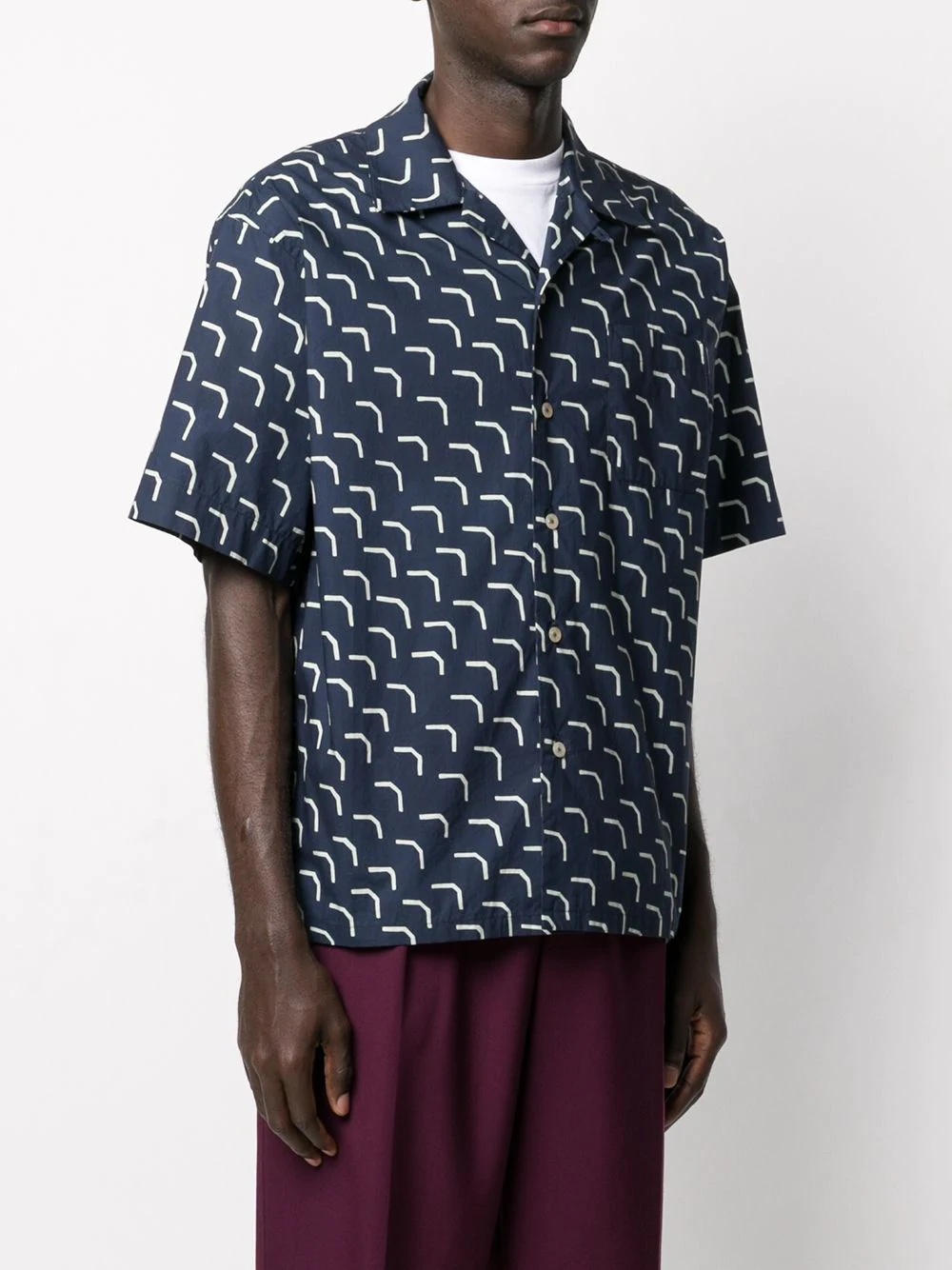 abstract-print short sleeve shirt - 3