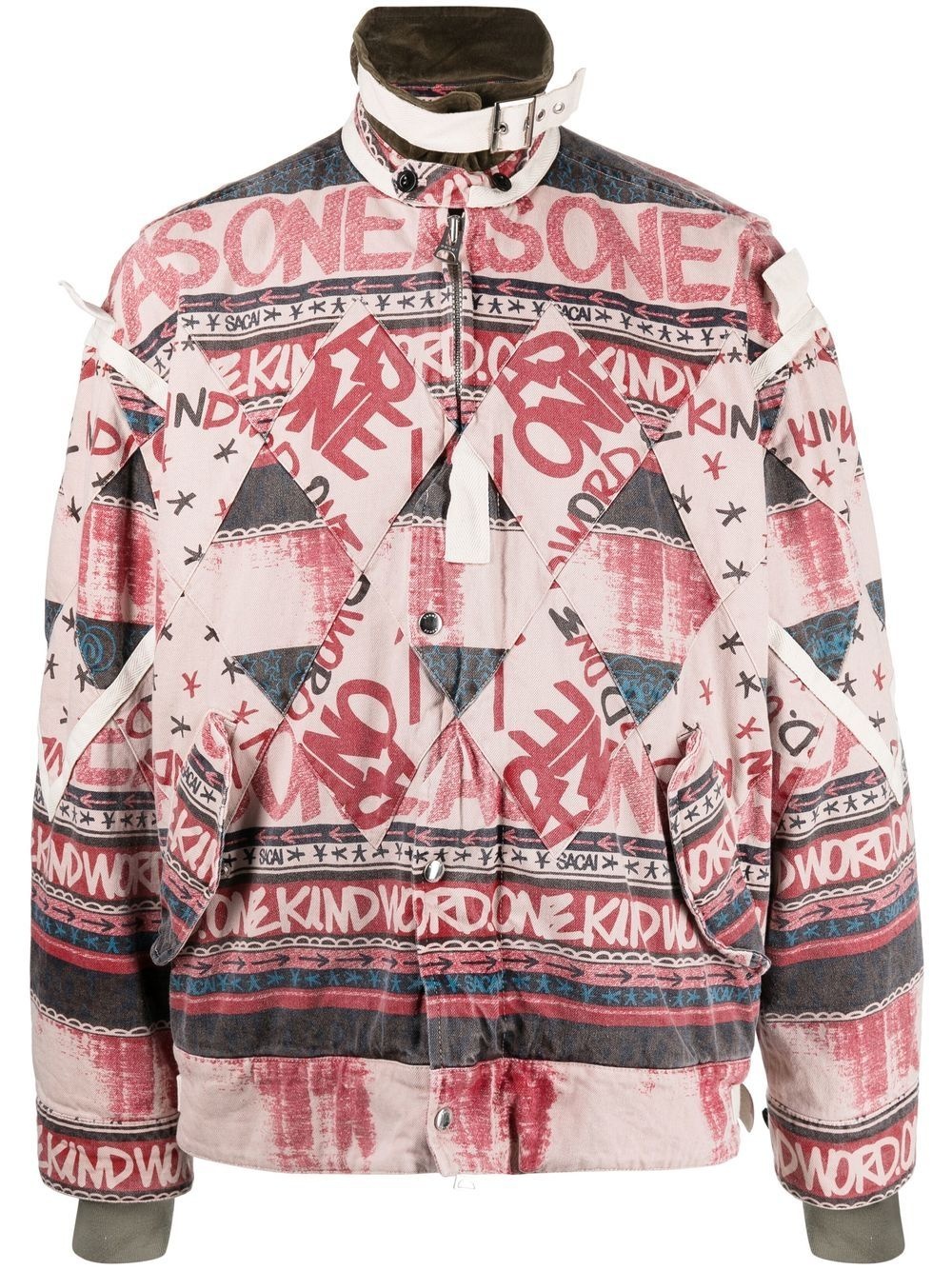 slogan-print washed bomber jacket - 1