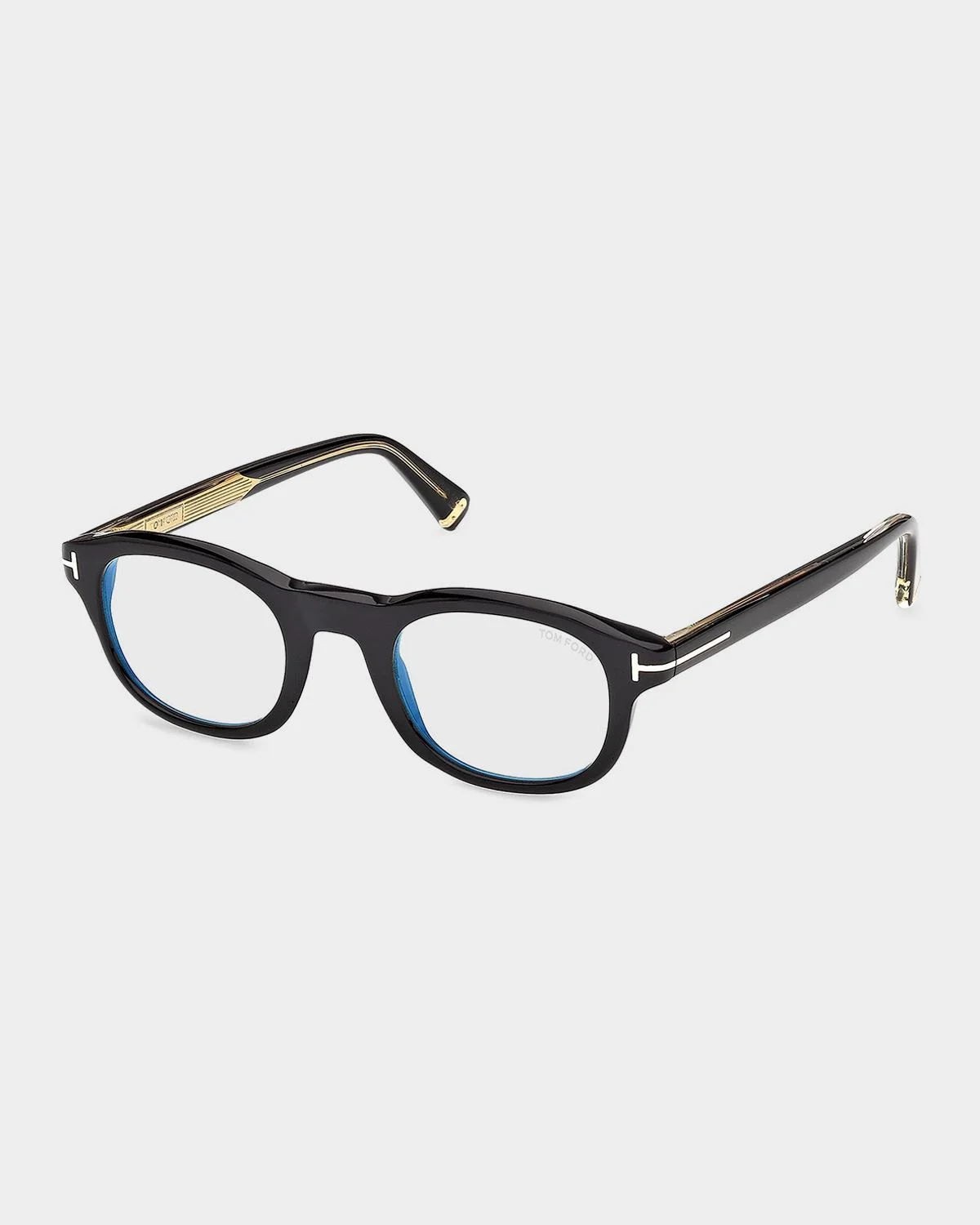 Men's T-Logo Acetate Round Eyeglasses - 1
