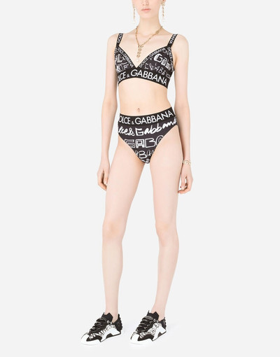 Dolce & Gabbana Jersey high-waisted briefs with DG graffiti print and branded elastic outlook