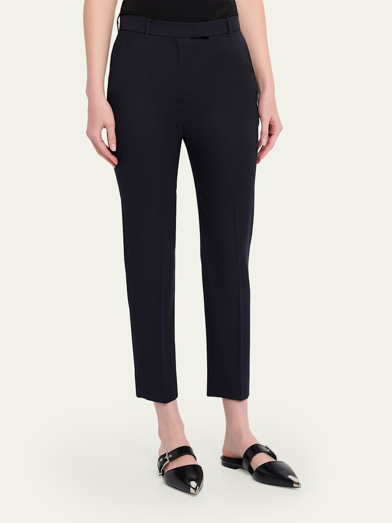 Mid-Rise Wool Slim-Leg Ankle Trousers 4