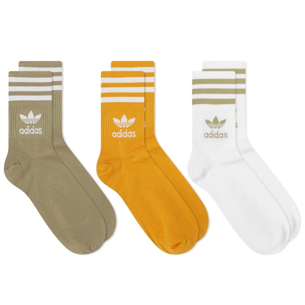 Adidas Solid Mid Cut Sock - 3 Pack - 1