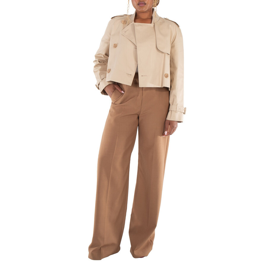 Stella Mccartney Ladies Tobacco Straight-Leg Wool Trousers - 2