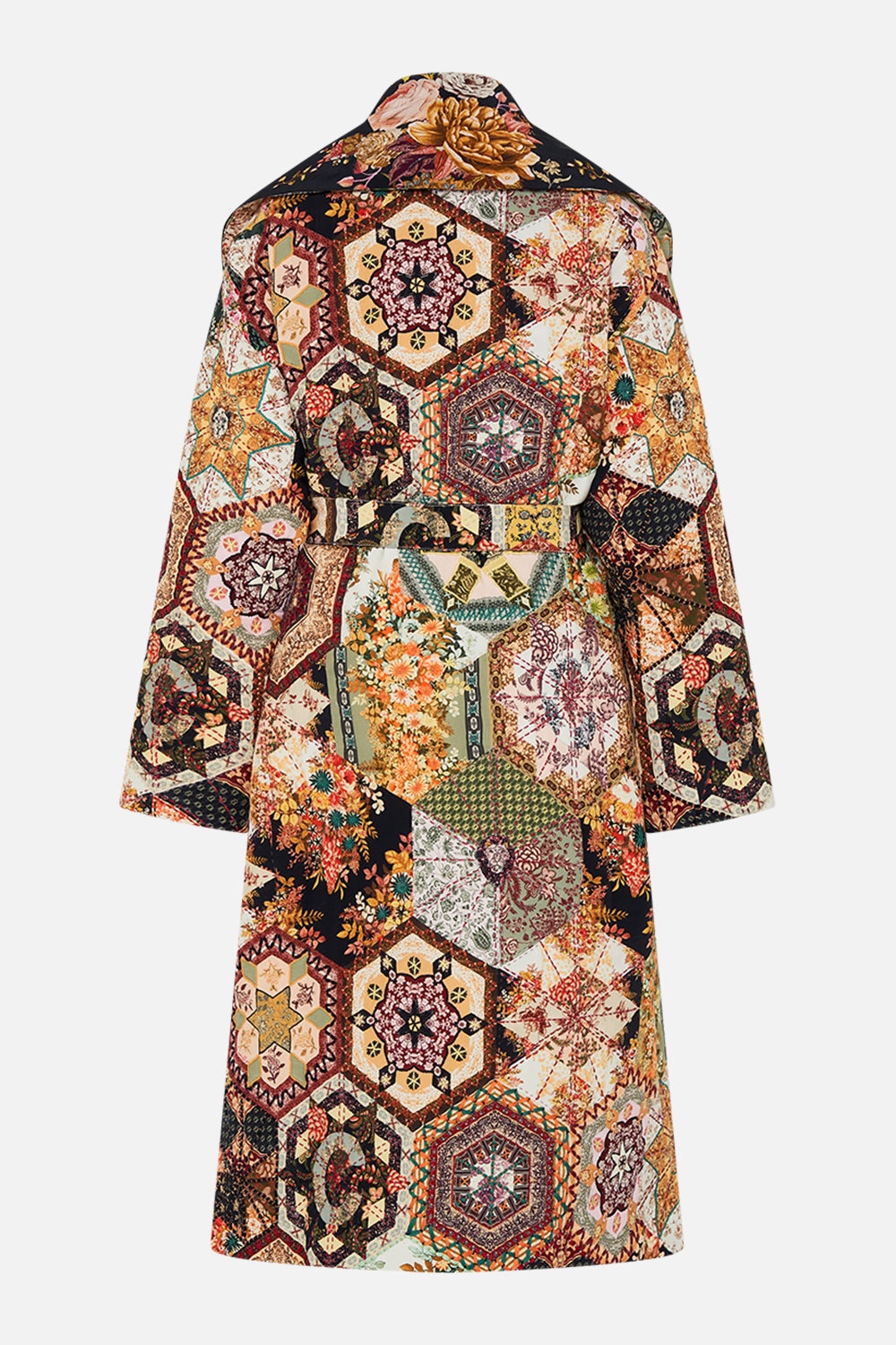 QUILTED LONG WRAP COAT - 7