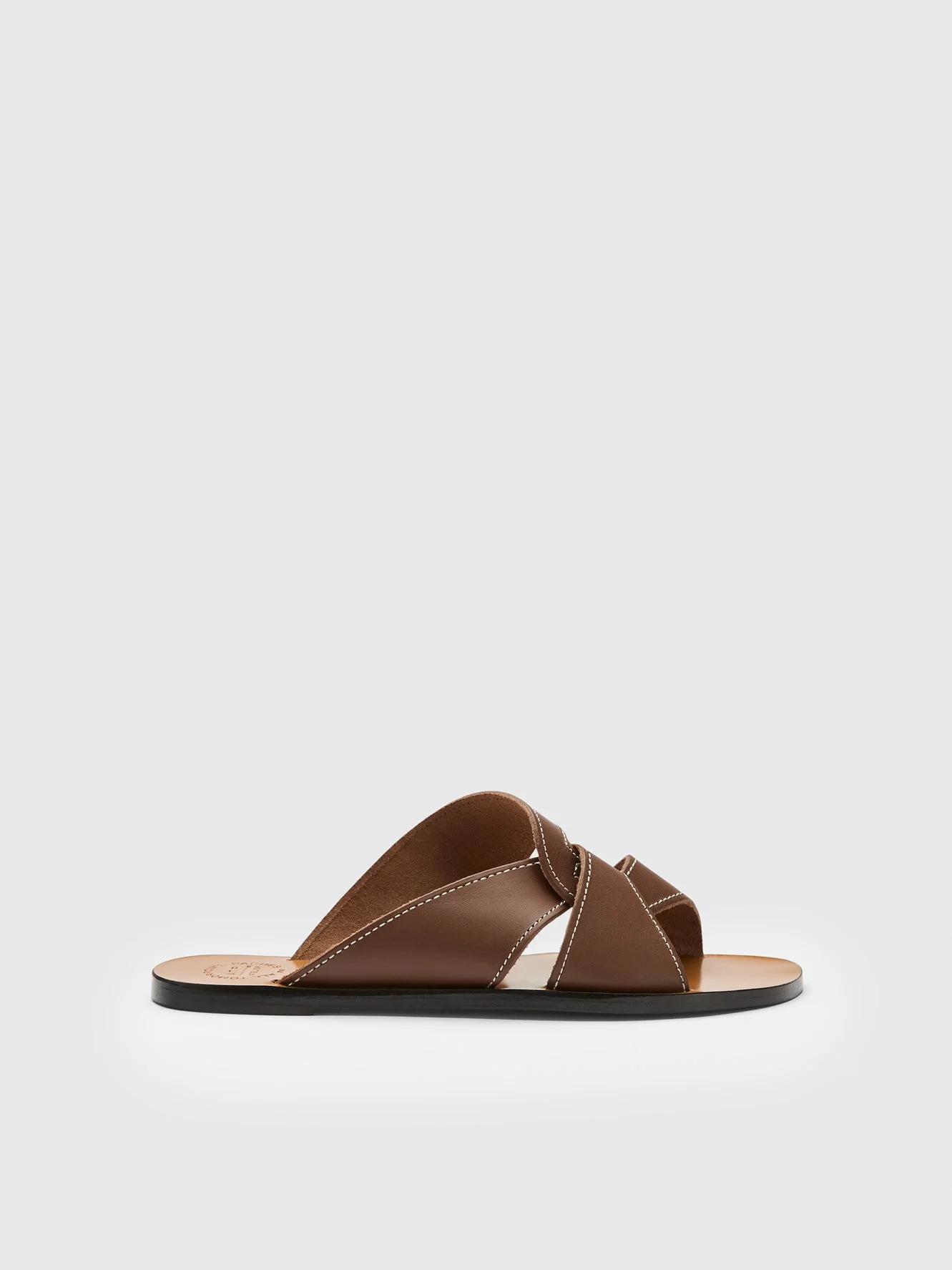 Allai Cannella/Contrast Stitch Leather Flat sandals - 1