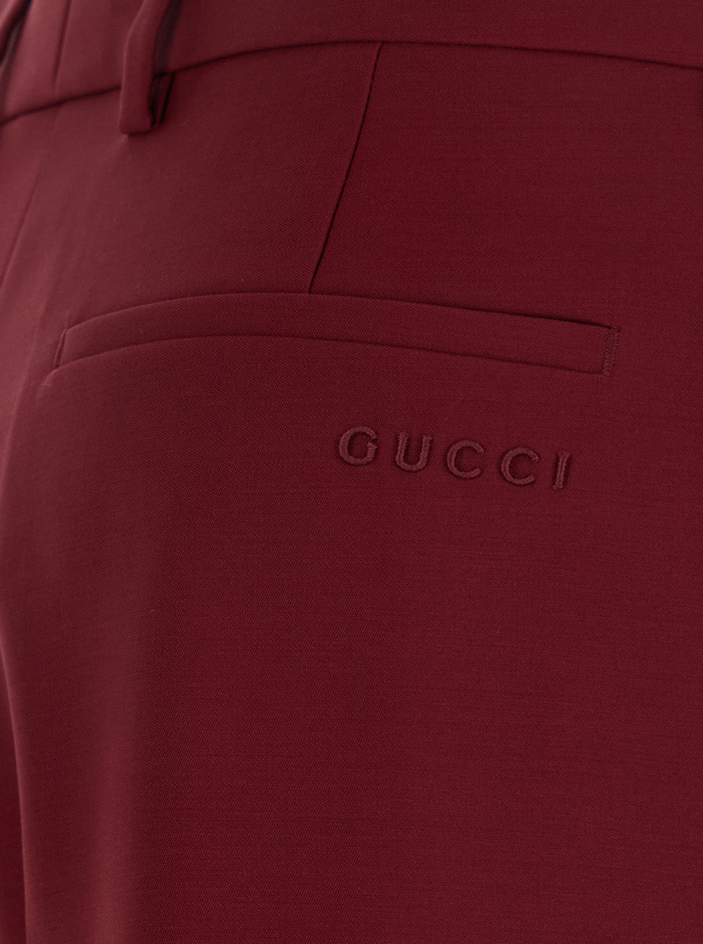 Gucci Women Bordeaux Tailored Pants With Slits On The Edges And Embroidered Lettering Logo On The Ba - 4