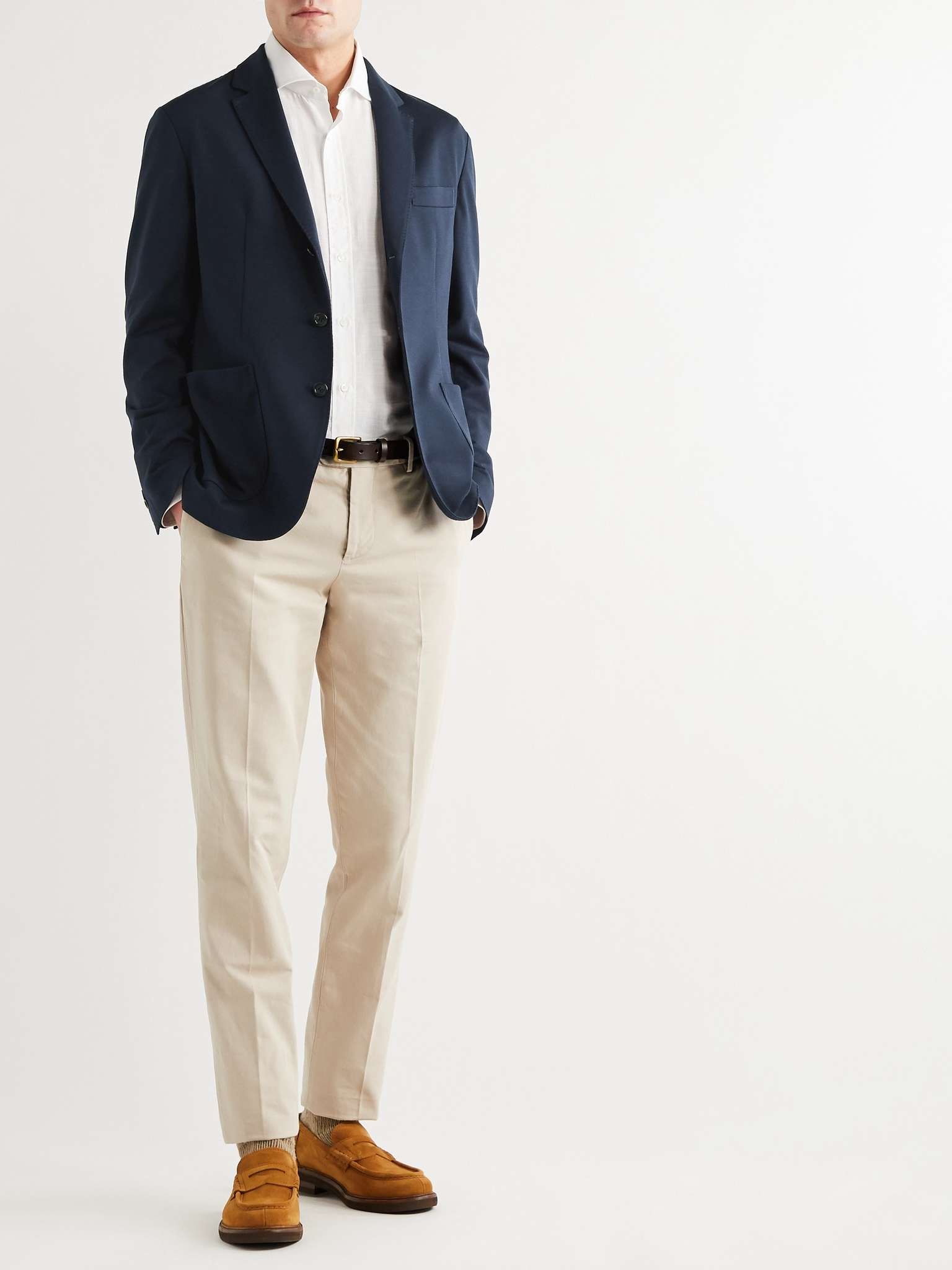 Unstructured Silk and Cotton-Blend Piqué Blazer - 2