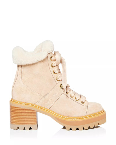See by Chloé Women's Lace Up Lug Sole Shearling Booties outlook