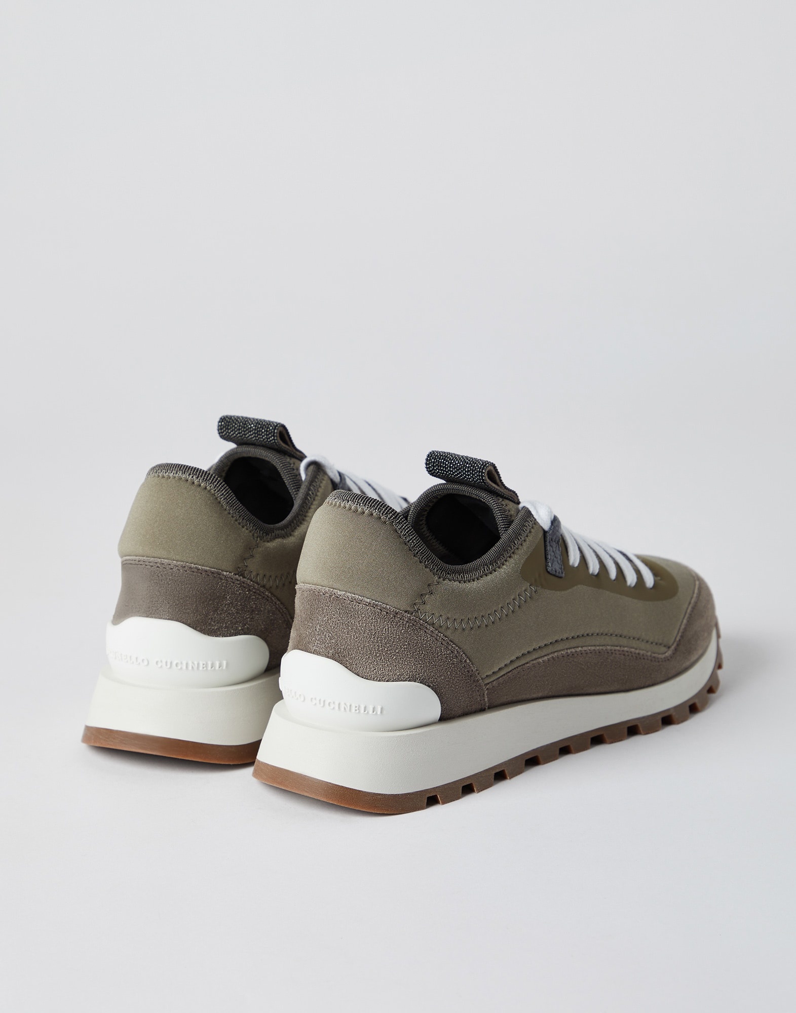 Suede and techno fabric runners with precious tongue - 3