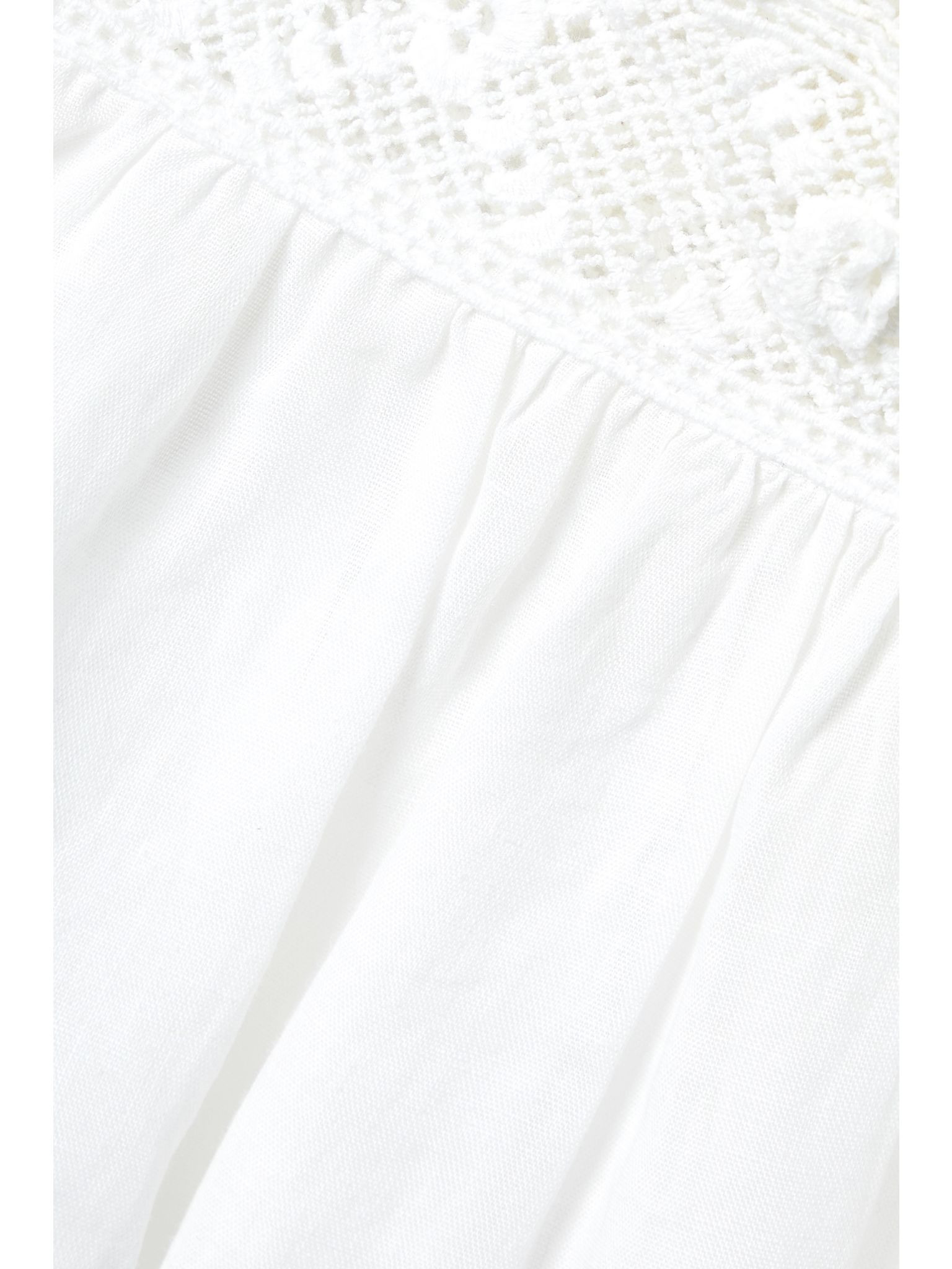 Aphra crochet-trimmed ramie top White - 4