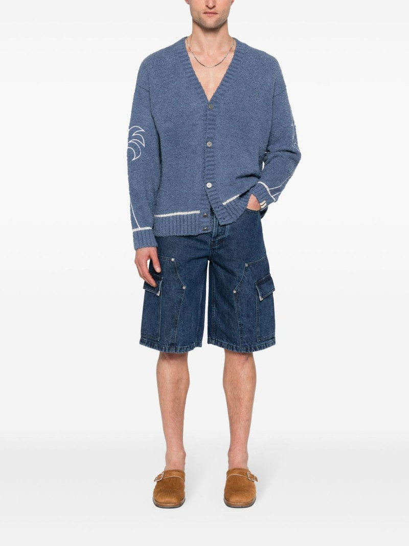 Palm Angels palm-tree-embroidery ribbed cardigan outlook
