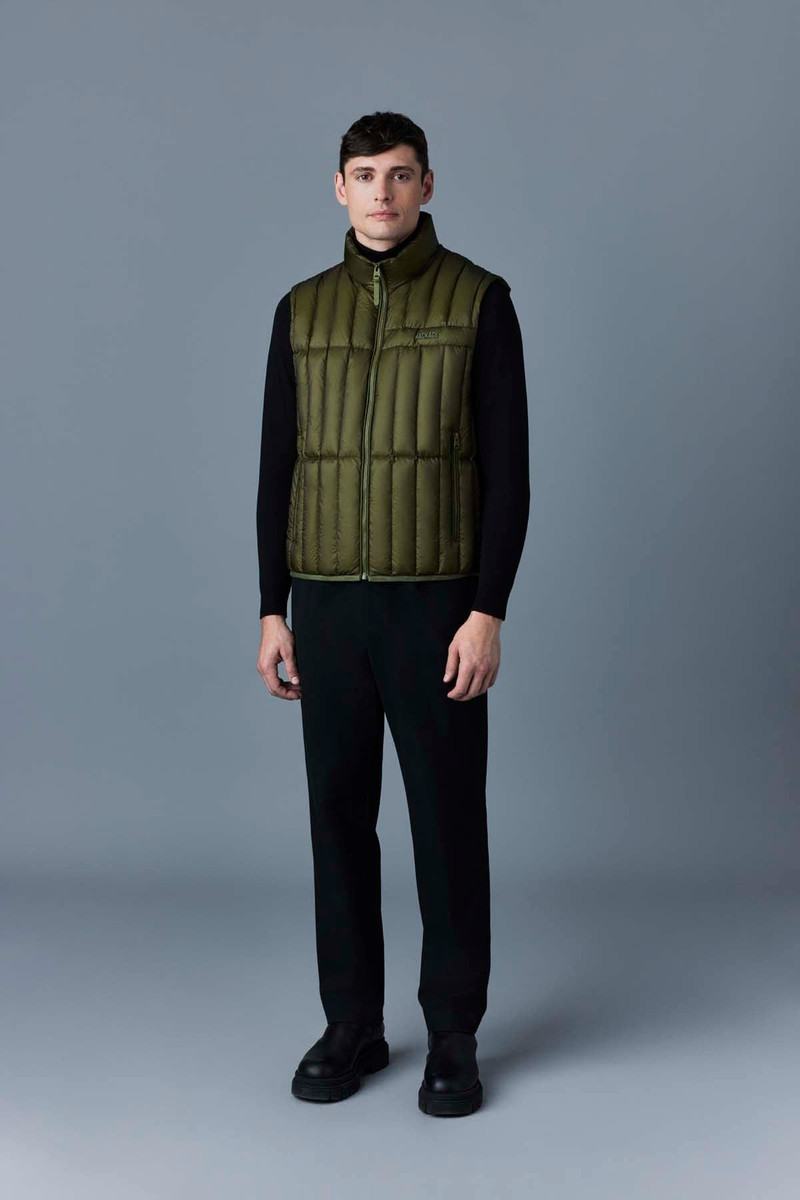 MACKAGE PATRICK Translucent ripstop light down vest with funnel collar outlook