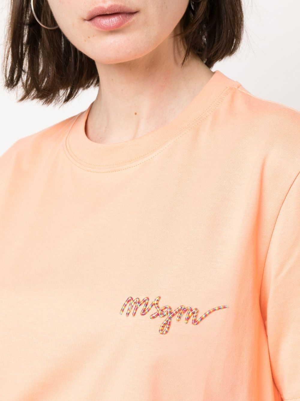 logo-embroidered cotton T-shirt - 5