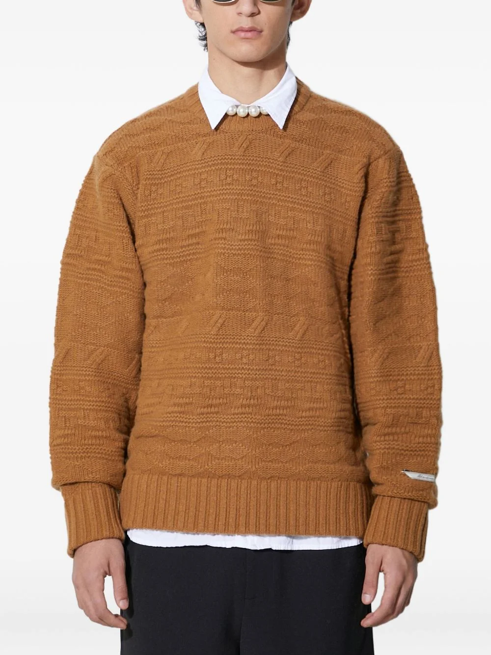 cable-knit crew-neck sweater - 1