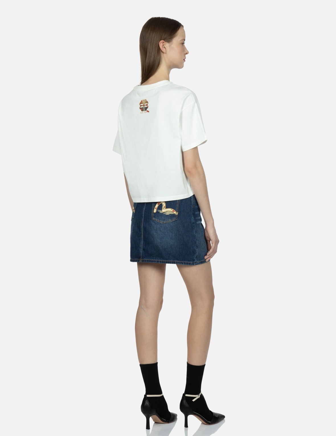 LOGO AND BROCADE-PATTERN KAMON PRINT T-SHIRT - 4