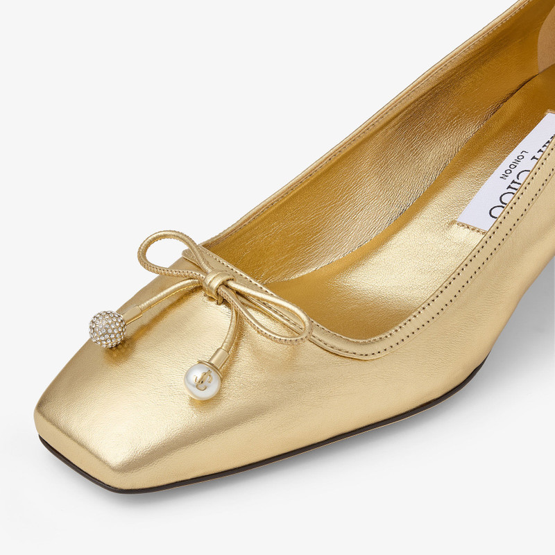 Elme 45 Gold Metallic Nappa Leather Pumps 4