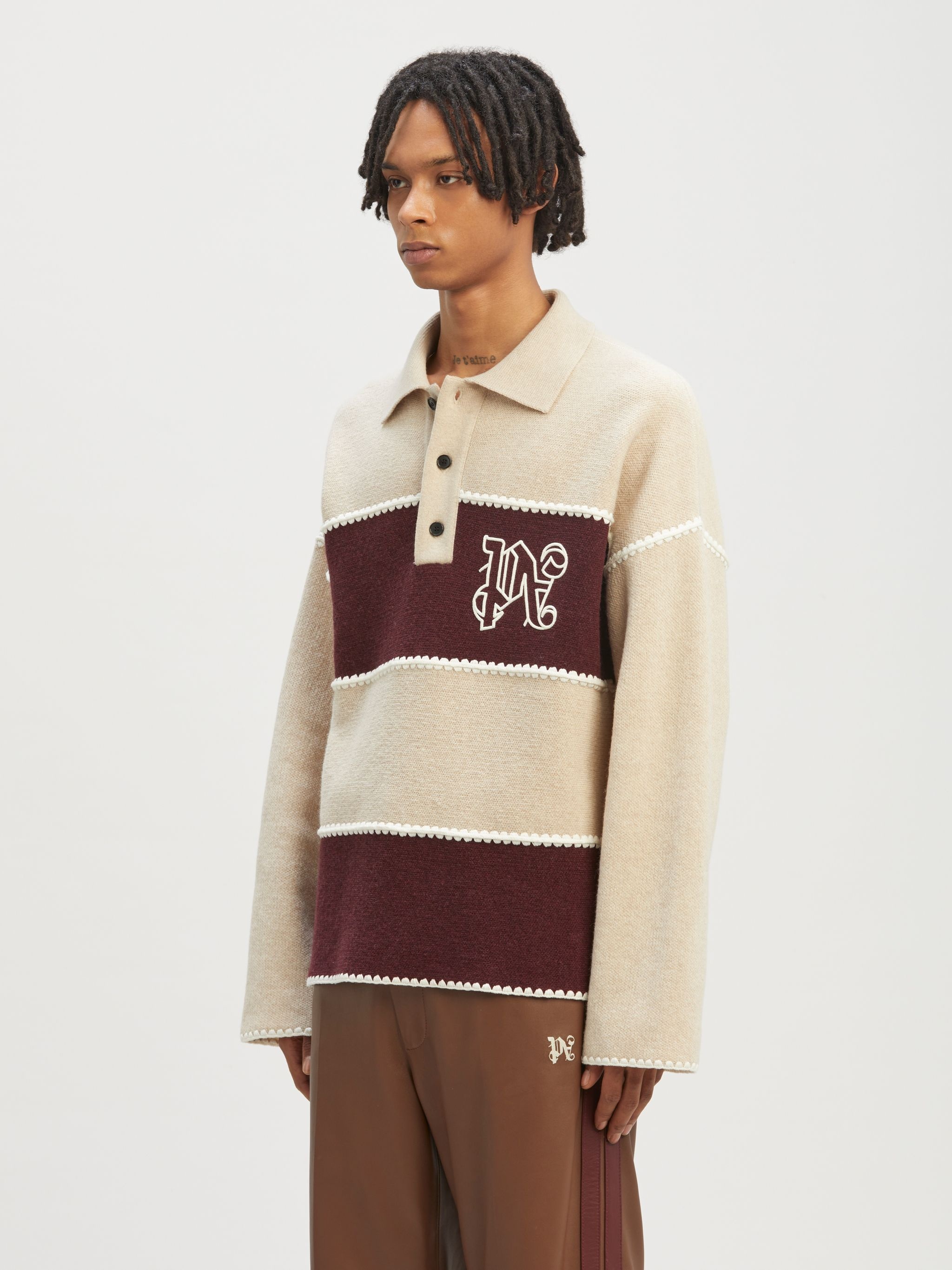 Monogram Striped Knit Polo - 4
