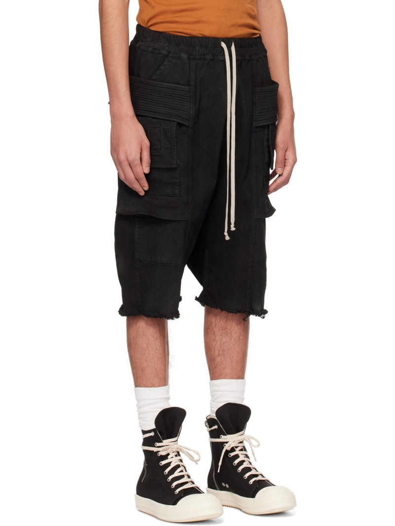 Black Creatch Cargo Pods Denim Shorts 2