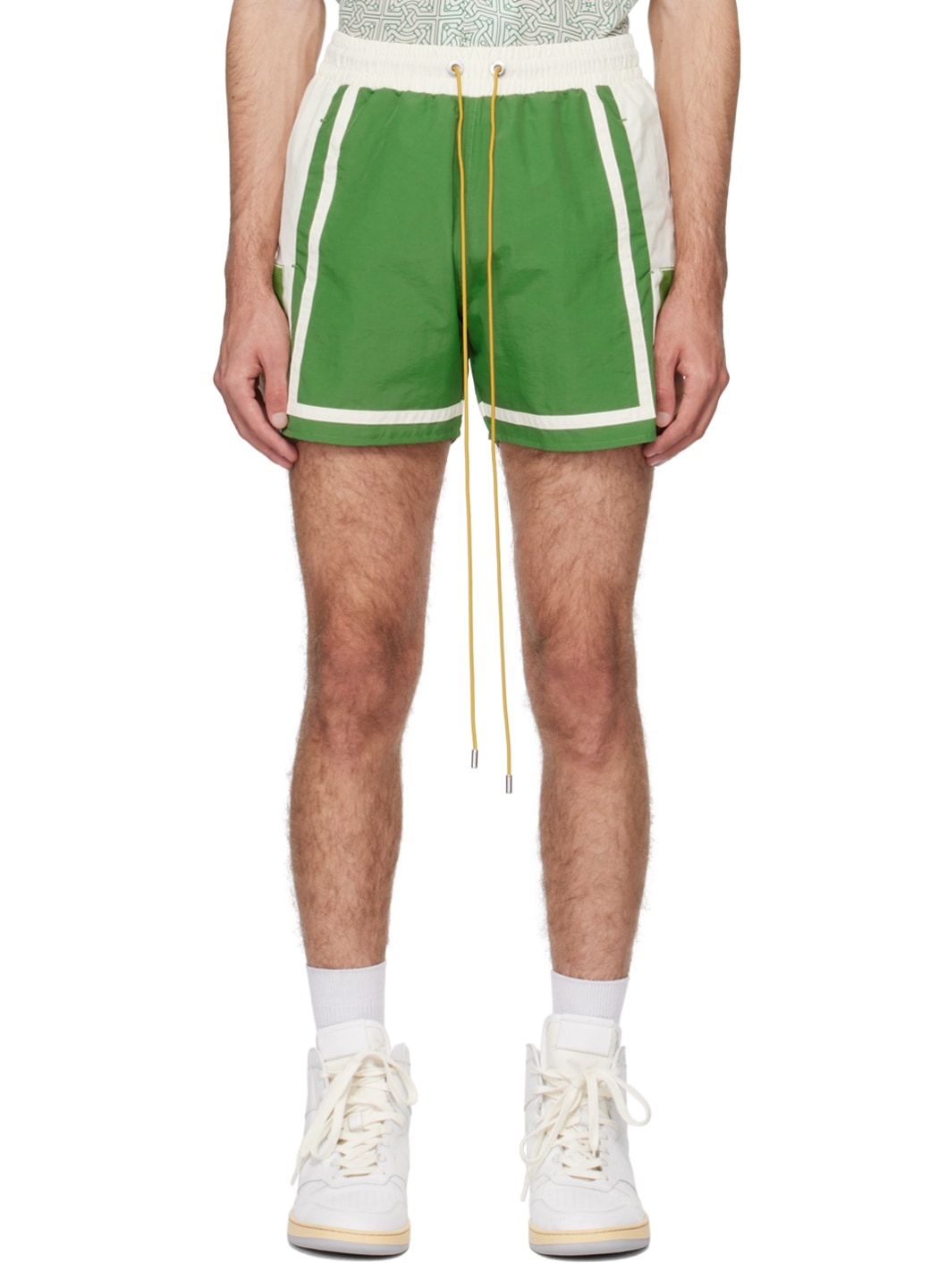 Green & Off-White Moonlight Shorts - 1