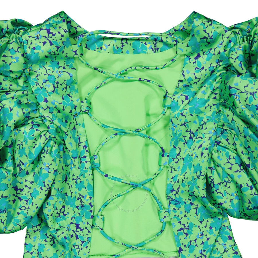 Rotate Midi Dress With Multicolor Floral Print And Puffed Sleeve - 8