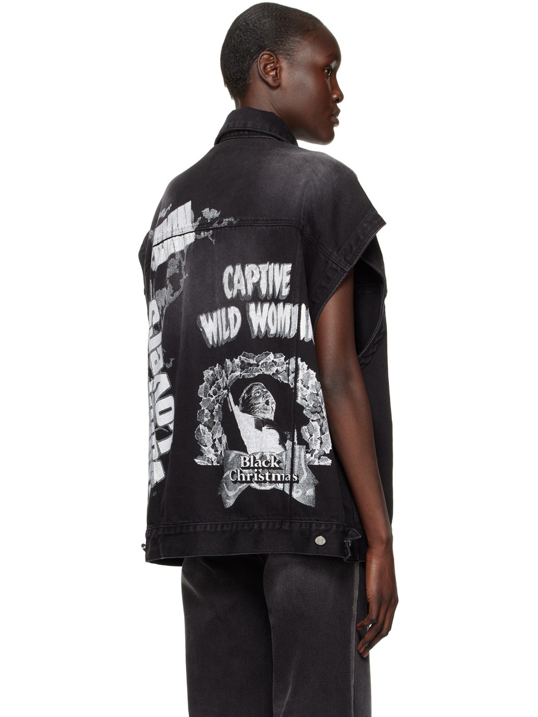 Black Horror Movie Denim Vest - 3