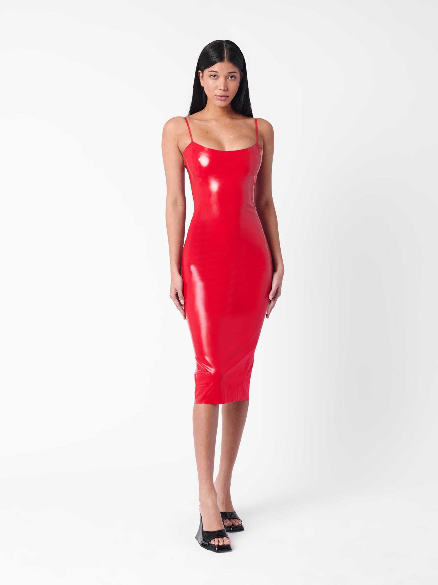 WHISTLE LATEX MIDI DRESS RED - 6