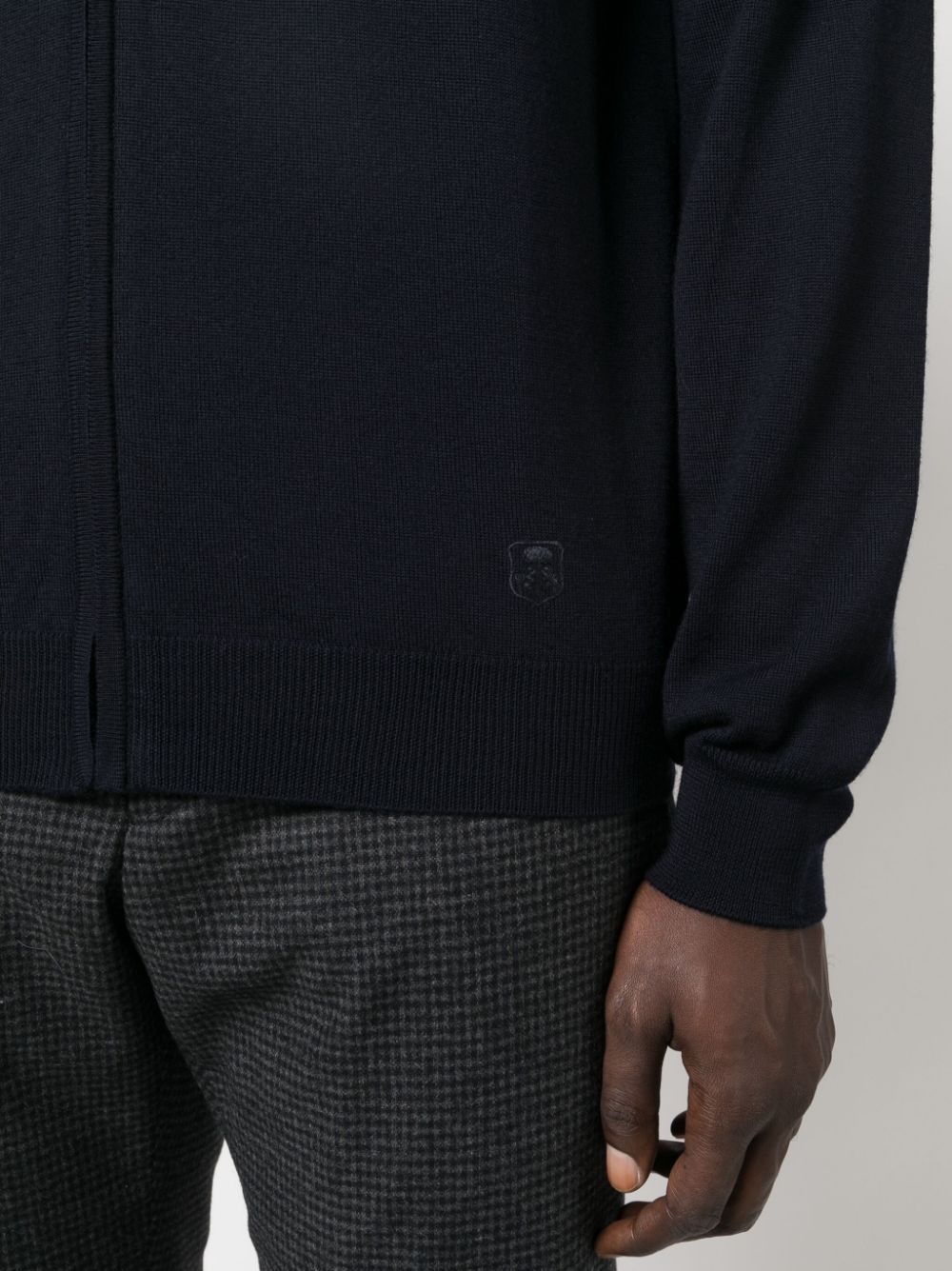 logo-patch zip-up cardigan - 5