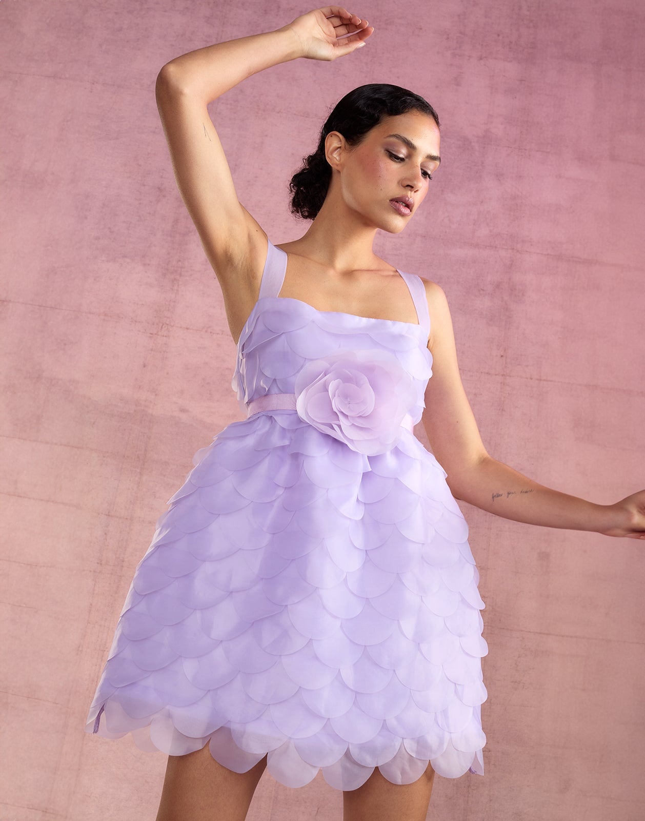 Scalloped Petal Mini Dress - 10