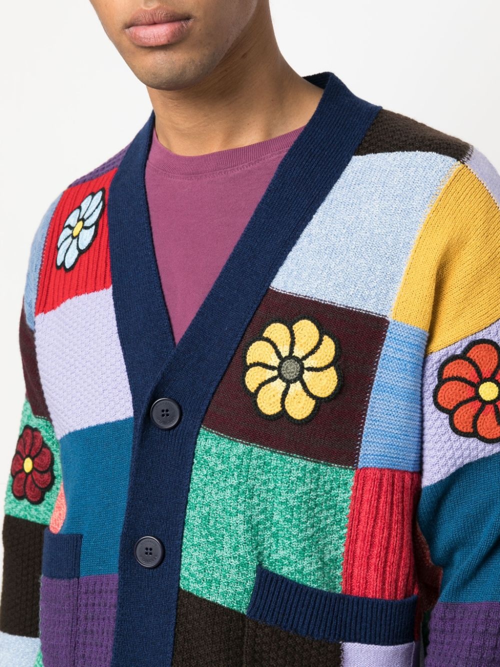 patchwork-design crochet cardigan - 6