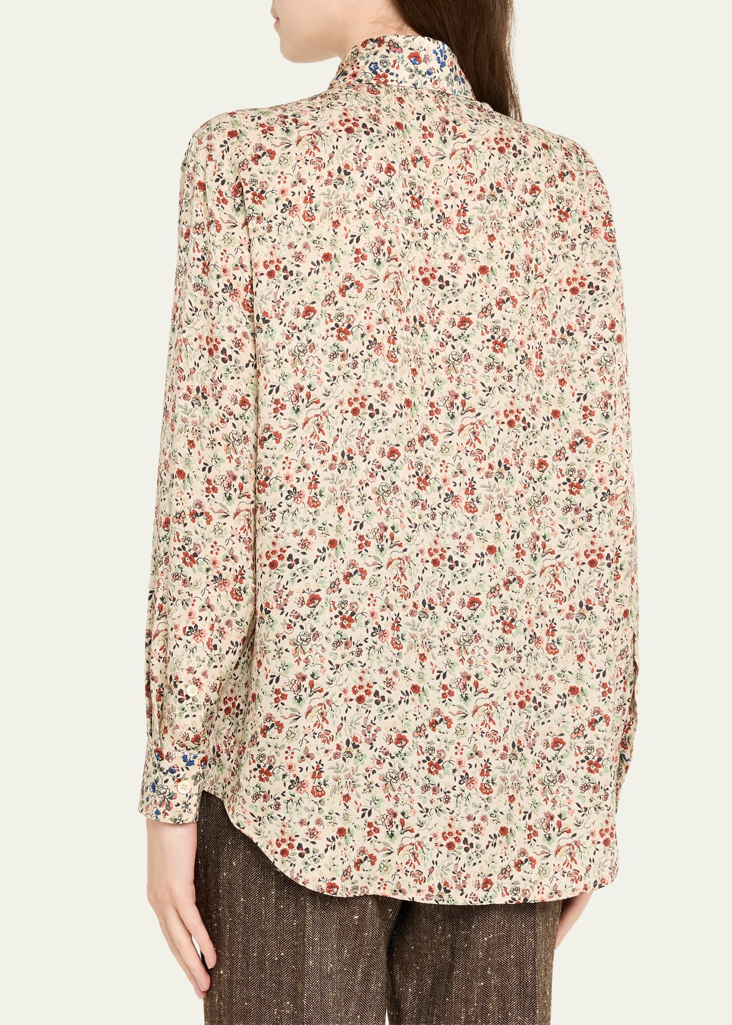 Thea Floral-Print Silk Button-Down Shirt - 3