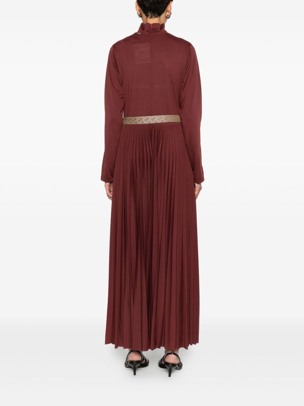 pleated high-neck dress - 4