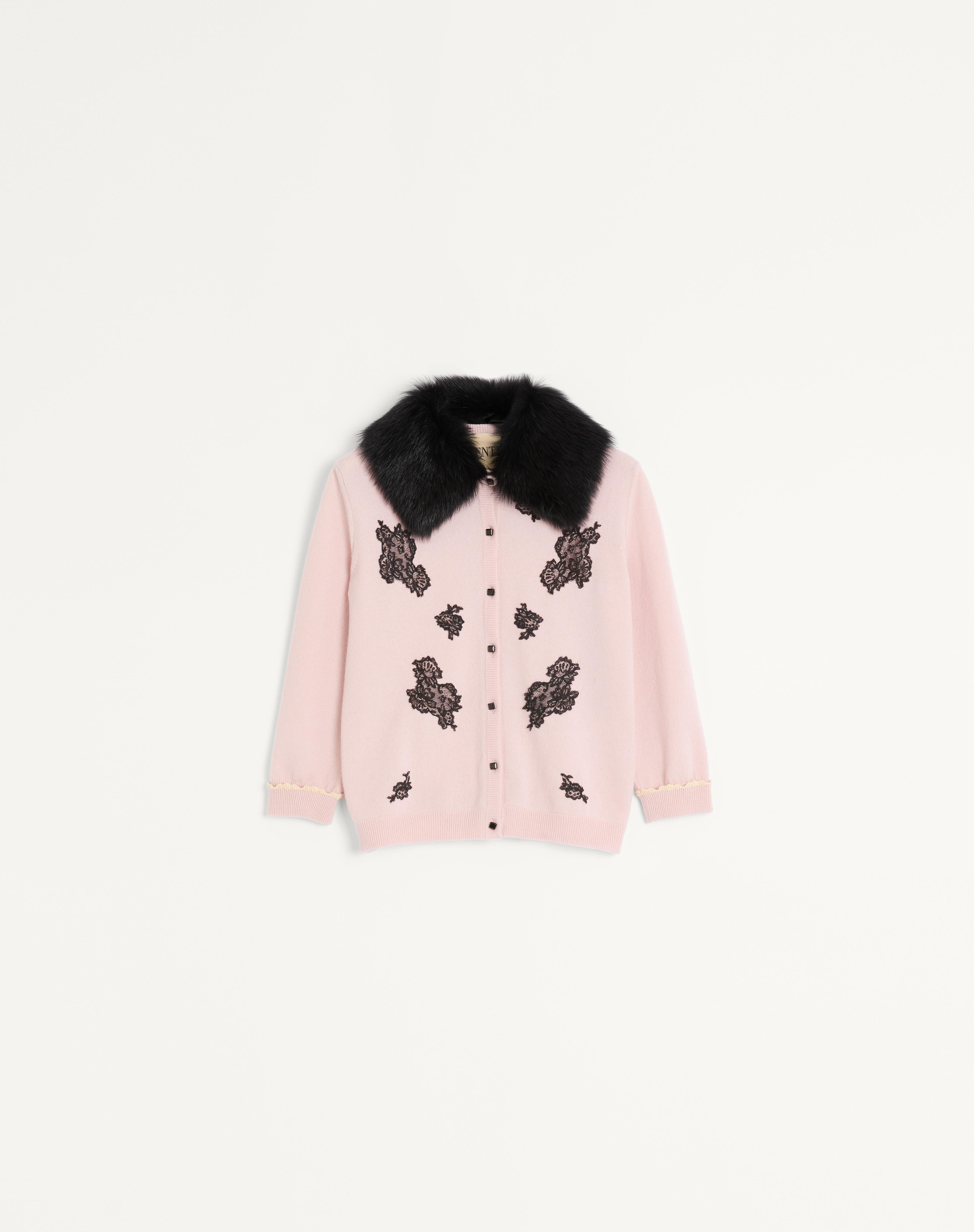 CARDIGAN WITH SHEARLING COLLAR - 1