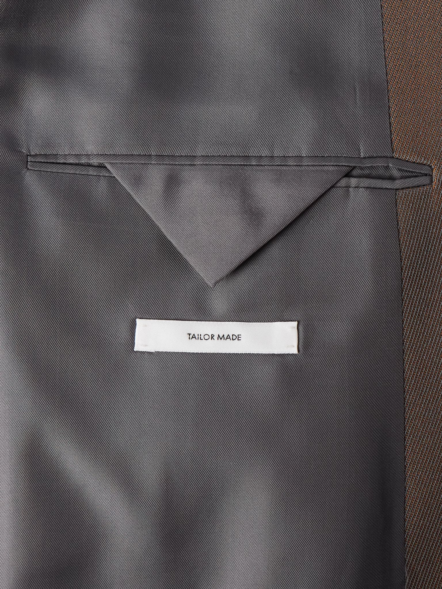 Virgin Wool-Blend Drill Blazer Brown - 6