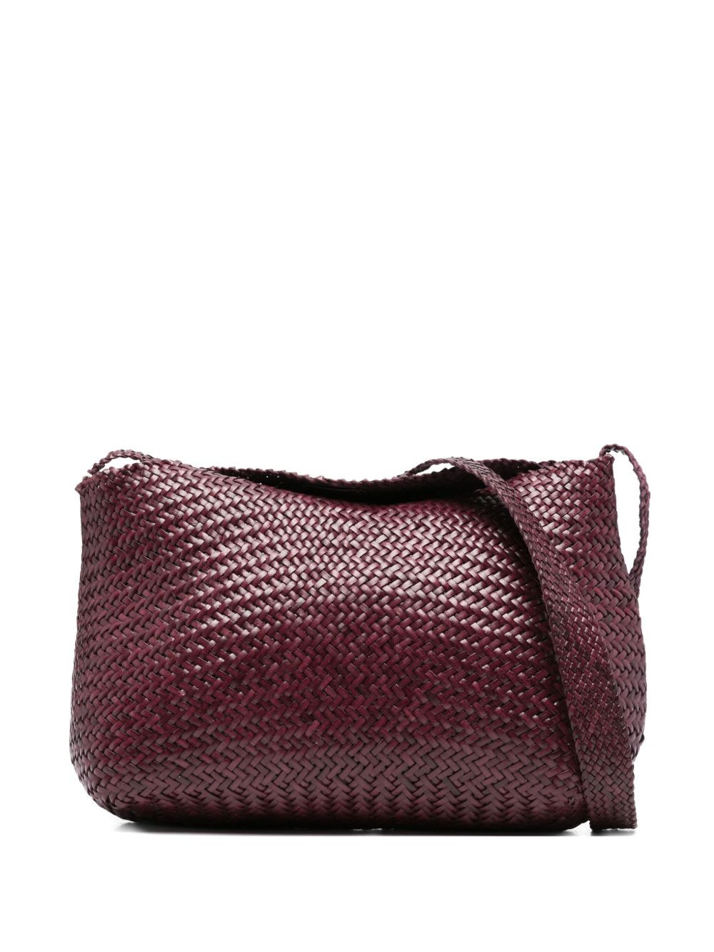 woven leather shoulder bag - 1