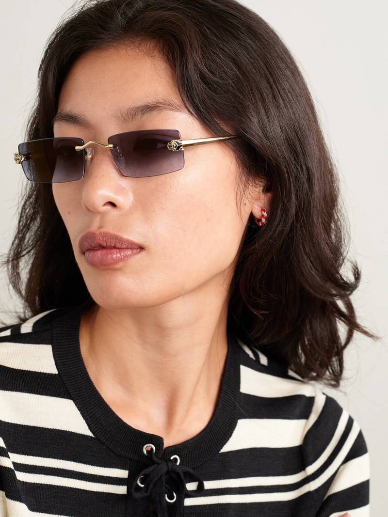 Cartier Panthère Classic Rimless Rectangle-frame Gold-tone Sunglasses outlook